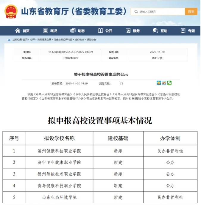 山东省教育厅公示！5所新大学，来了！.png